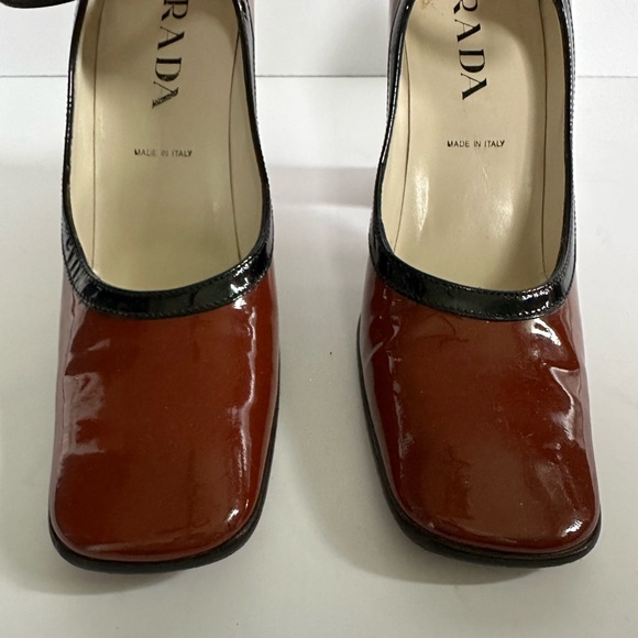 Prada Brown Patent Leather Mary Jane Block Heel - Picture 8 of 9